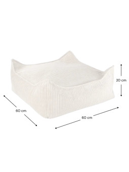 Pouf Quadrato in Velluto a Coste Bianco per Bambini - Wigiwama