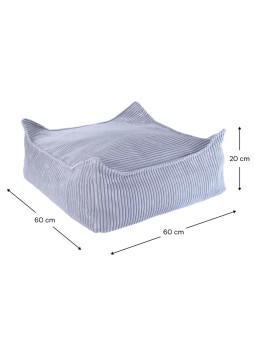 Pouf Quadrato in Velluto a Coste Blu Mirtillo per Bambini - Wigiwama