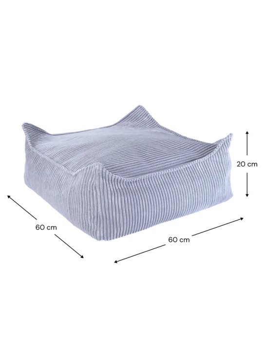Pouf Quadrato in Velluto a Coste Blu Mirtillo per Bambini - Wigiwama