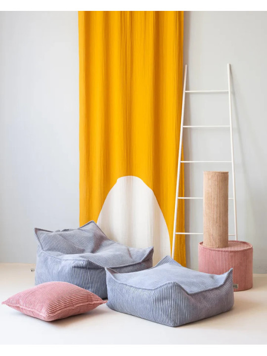 Pouf Quadrato in Velluto a Coste Blu Mirtillo per Bambini - Wigiwama