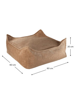 Pouf Quadrato in Velluto a Coste Caramello per Bambini - Wigiwama