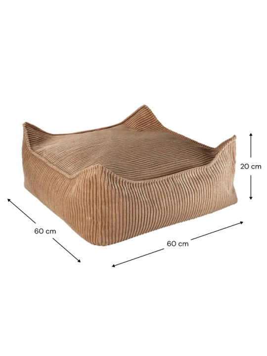 Pouf Quadrato in Velluto a Coste Caramello per Bambini - Wigiwama