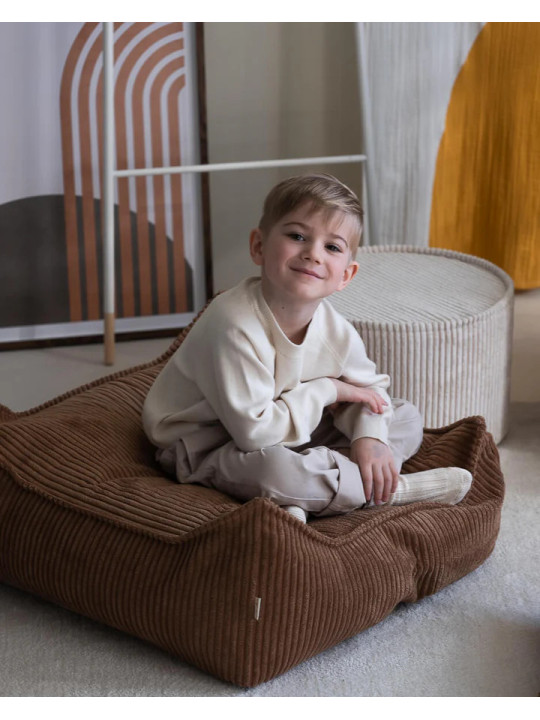 Pouf Quadrato in Velluto a Coste Caramello per Bambini - Wigiwama
