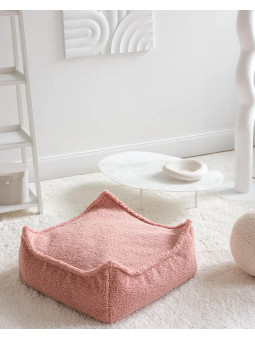 Pouf Quadrato in Tessuto Teddy Rosa Guava - Wigiwama