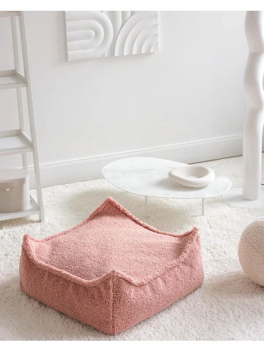 Pouf Quadrato in Tessuto Teddy Rosa Guava - Wigiwama