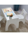 Tavolino per bambini regolabile in altezza realizzato in MDF bianco