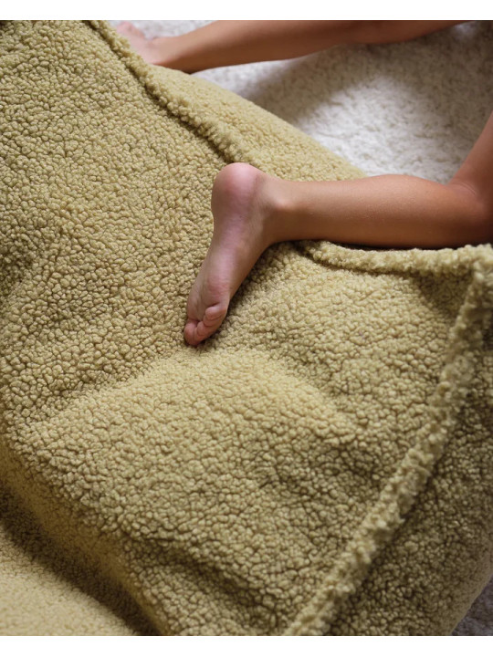 Pouf Quadrato in Tessuto Teddy Verde Matcha - Wigiwama