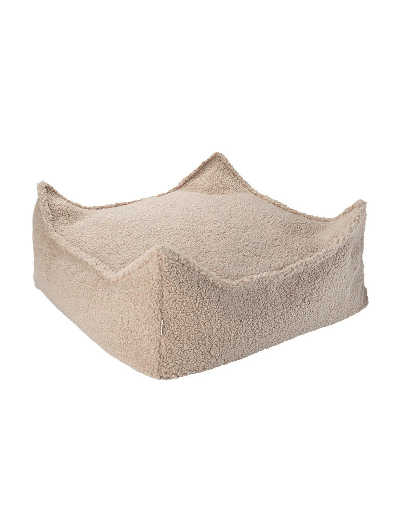 Pouf Quadrato in Tessuto Teddy Marrone Biscotto - Wigiwama