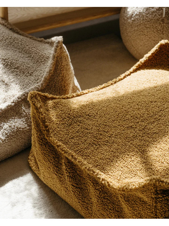 Pouf Quadrato in Tessuto Teddy Senape - Wigiwama