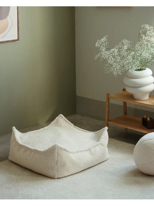 Cream White Square Ottoman - Wigiwama