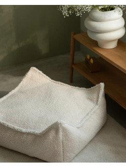 Cream White Square Ottoman - Wigiwama