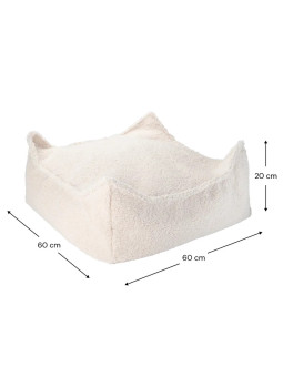 Pouf Quadrato in Tessuto Teddy Bianco Crema - Wigiwama