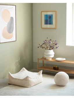 Pouf Quadrato in Tessuto Teddy Bianco Crema - Wigiwama