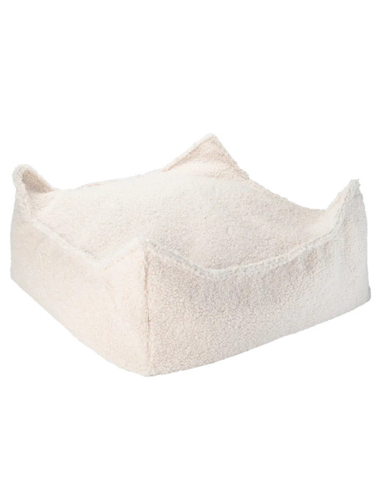 Pouf Quadrato in Tessuto Teddy Bianco Crema - Wigiwama