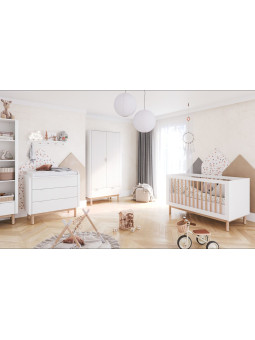 Children's Cot Bed 60x120 cm in White Wood Miloo - Pinio