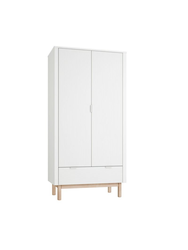 Children's Wardrobe Miloo in White Wood - Pinio