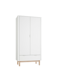 Children's Wardrobe Miloo in White Wood - Pinio