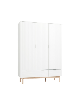 Armadio 3 Ante per Bambini Miloo in Legno Bianco - Pinio