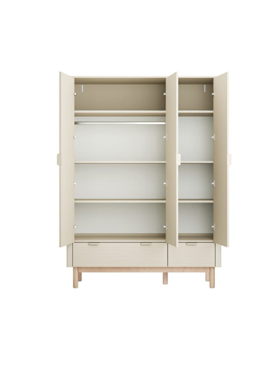 Children's 3-Door Wardrobe Miloo in Champagne Wood - Pinio