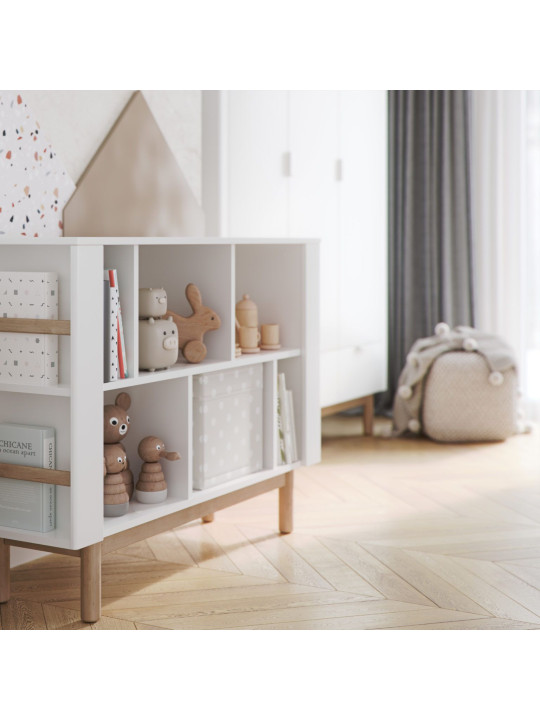 Libreria Bassa per Camerette Miloo in Legno Bianco - Pinio
