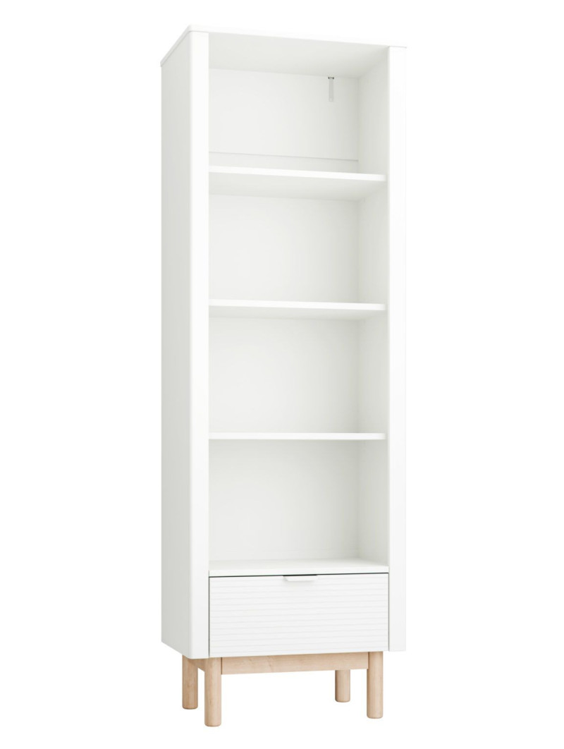 Children's High Bookcase Miloo in White Wood - Pinio