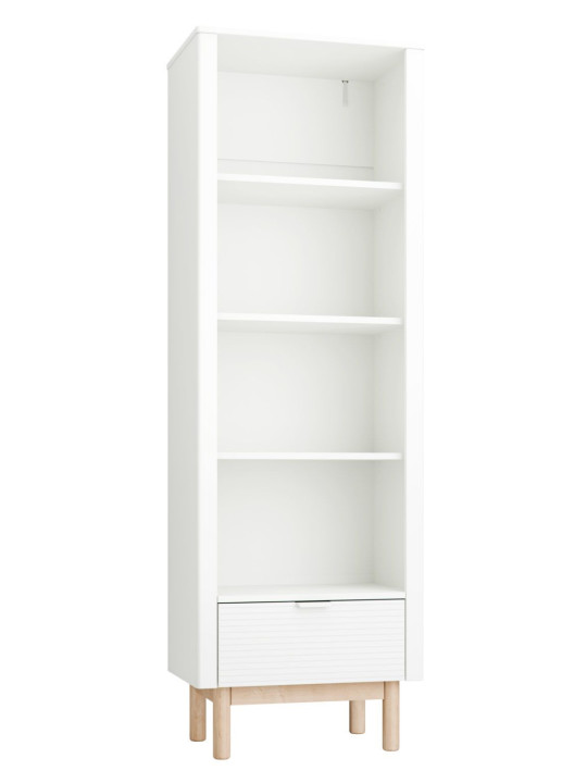 Children's High Bookcase Miloo in White Wood - Pinio