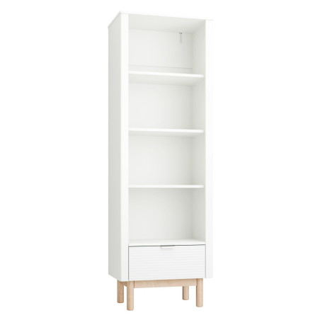 Children's High Bookcase Miloo in White Wood - Pinio