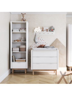 Children's High Bookcase Miloo in White Wood - Pinio