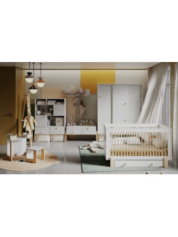 Children's 3-door Sliding Wardrobe Cube White - Pinio