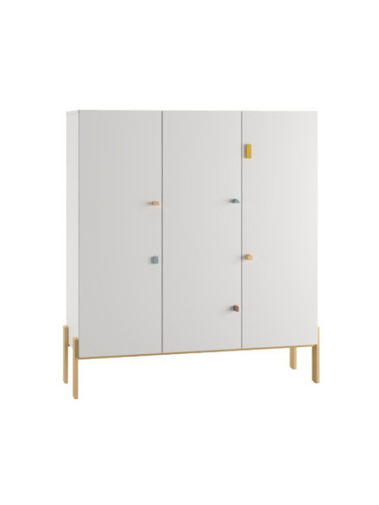 Children's 3-door Wardrobe Cube White - Pinio