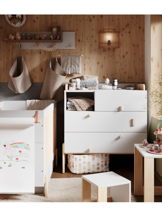 Cassettiera con Fasciatoio per Bambini Cube Bianco - Pinio