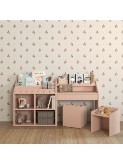 Children's Montessori Compact Desk Book Nook Sunset Pink - BellAmy