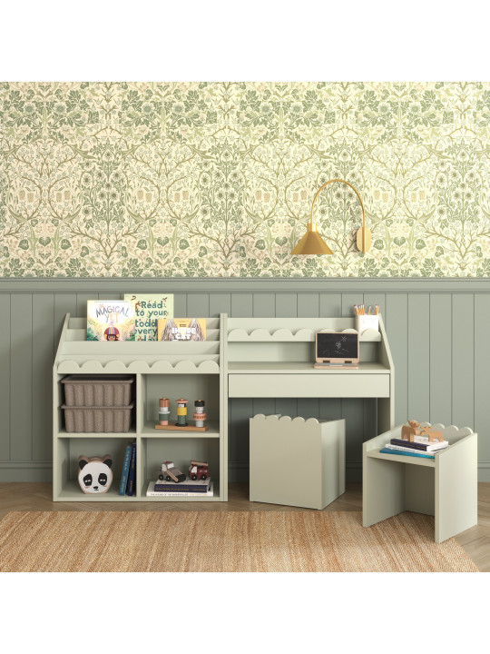 Set Scrivania + Sedie Montessoriane Book Nook Verde - BellAmy