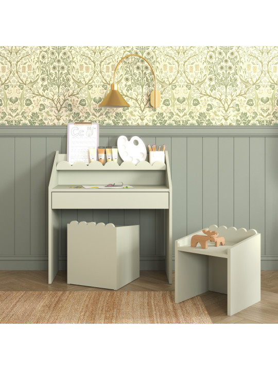 Set Scrivania + Sedie Montessoriane Book Nook Verde - BellAmy