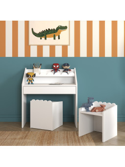 Set Scrivania + Sedie Montessoriane Book Nook Bianco - BellAmy