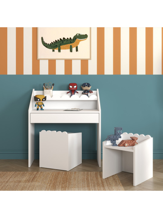 Set Scrivania + Sedie Montessoriane Book Nook Bianco - BellAmy