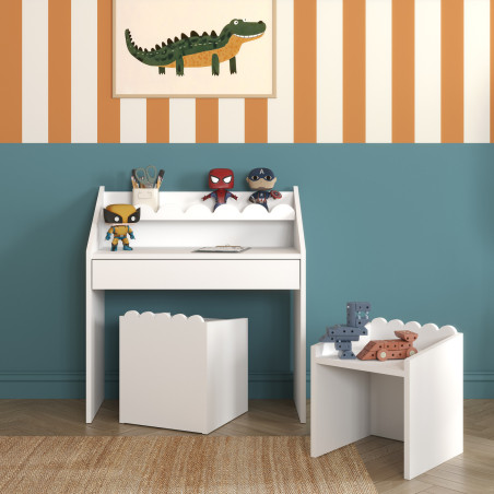 Set Scrivania + Sedie Montessoriane Book Nook Bianco - BellAmy