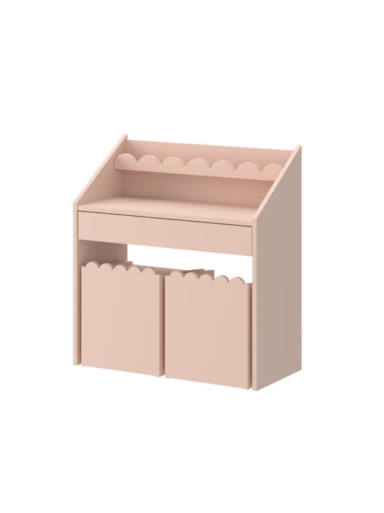 Children's Montessori Desk + Chairs set Book Nook Pink - BellAmy