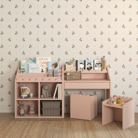 Children's Montessori Desk + Chairs set Book Nook Pink - BellAmy