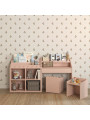 Children's Montessori Desk + Chairs set Book Nook Pink - BellAmy