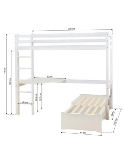 Children's Eco Dream Mega Bed with Lounge Module and Tabletop - Hoppekids