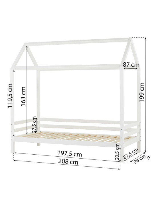 Children's Eco Dream House Bed in White Wood - Hoppekids