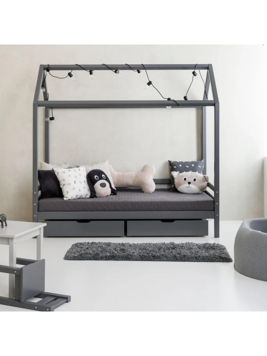 Letto Casetta per Bambini Eco Dream in Legno Grigio - Hoppekids