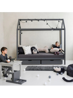 Letto Casetta per Bambini Eco Dream in Legno Grigio - Hoppekids
