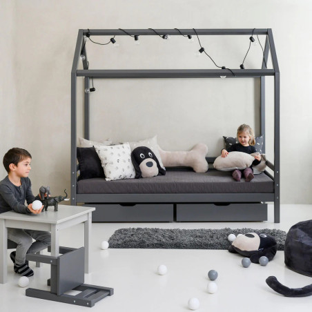 Children's Eco Dream House Bed in Grey Wood - Hoppekids