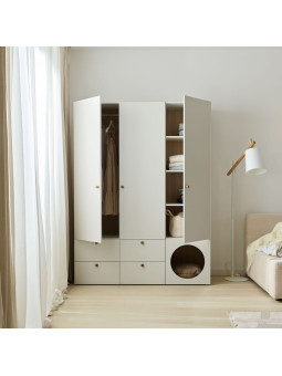 Children's 3-door Wardrobe with Opening Front Reli - VOX