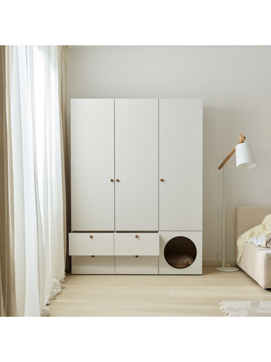 Children's 3-door Wardrobe with Opening Front Reli - VOX