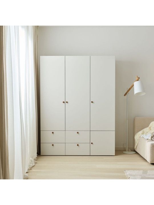 Children's 3-door Wardrobe with Solid Front Reli - VOX