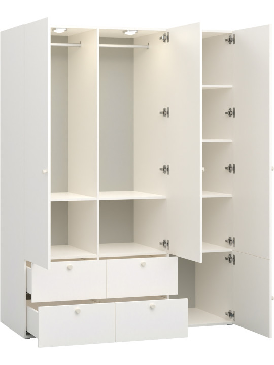 Children's 3-door Wardrobe with Solid Front Reli - VOX