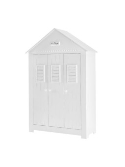 Children's bedroom 3-Door Wardrobe in white MDF inspired by French beaches - Marsylia Collection